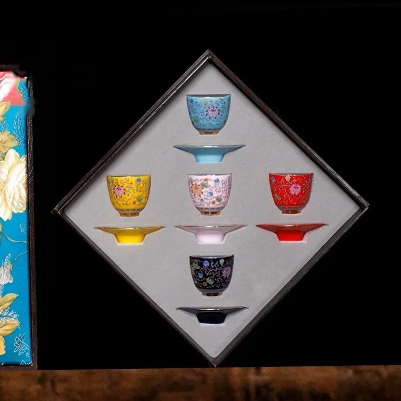 Celadon Ceramic Cup - Emaille-Kung-Fu-Tasse mit kleinem Zahlenmuster, Keramik-Teetasse mit