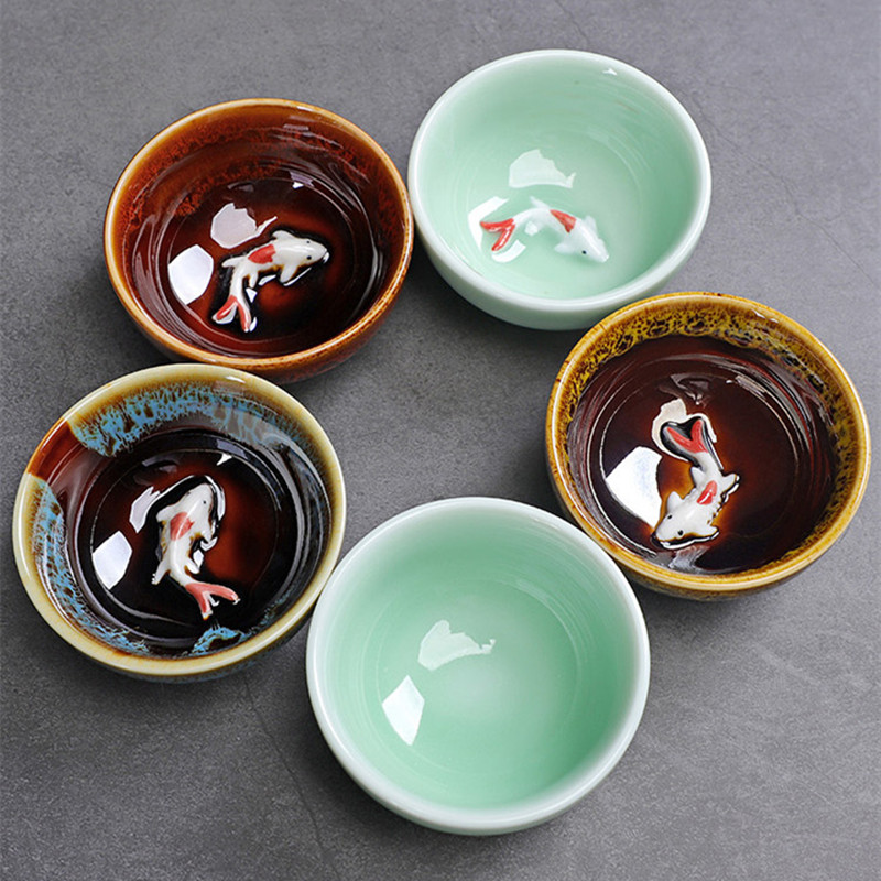 Celadon Ceramic Cup - Celadon Fisch niedliche Tee tasse, chinesische