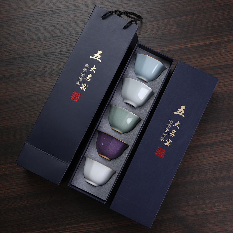 Fünf berühmte Öfen, 5-Tassen-T – Celadon Ceramic Cup Bewertung und Preis
